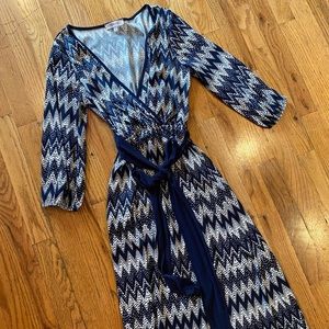 V-Neck Wrap Dress with Sash